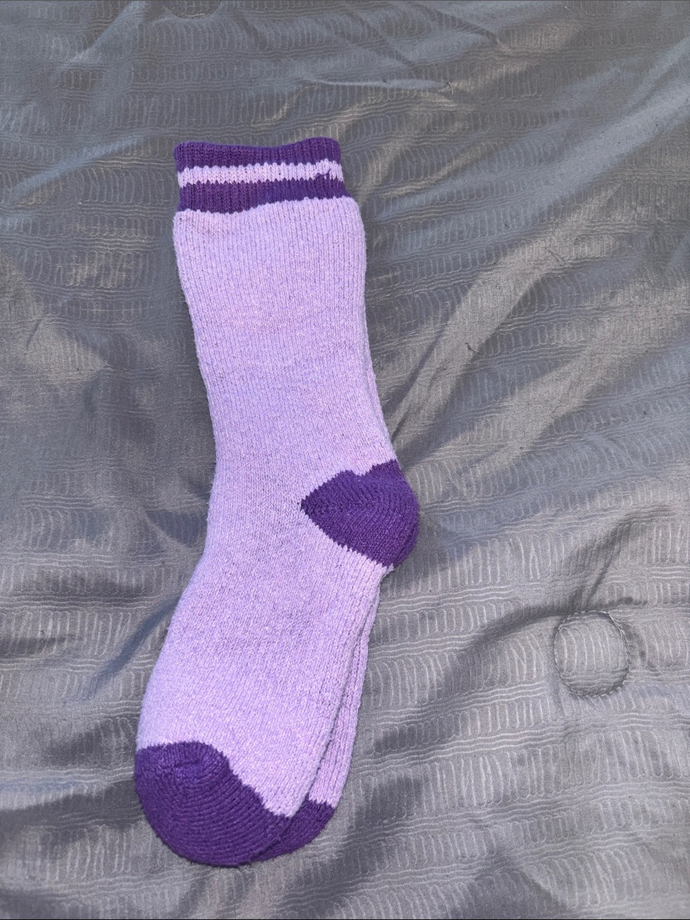 Cozy Lavender Crew Socks with Deep Purple Accents